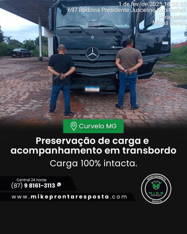Preservação de Carga e acompanhamento de transbordo em Curvelo MG